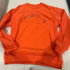 Boys Lie "1-800 BOYS LIE" Orange Sweatshirt Womens Sz One Size